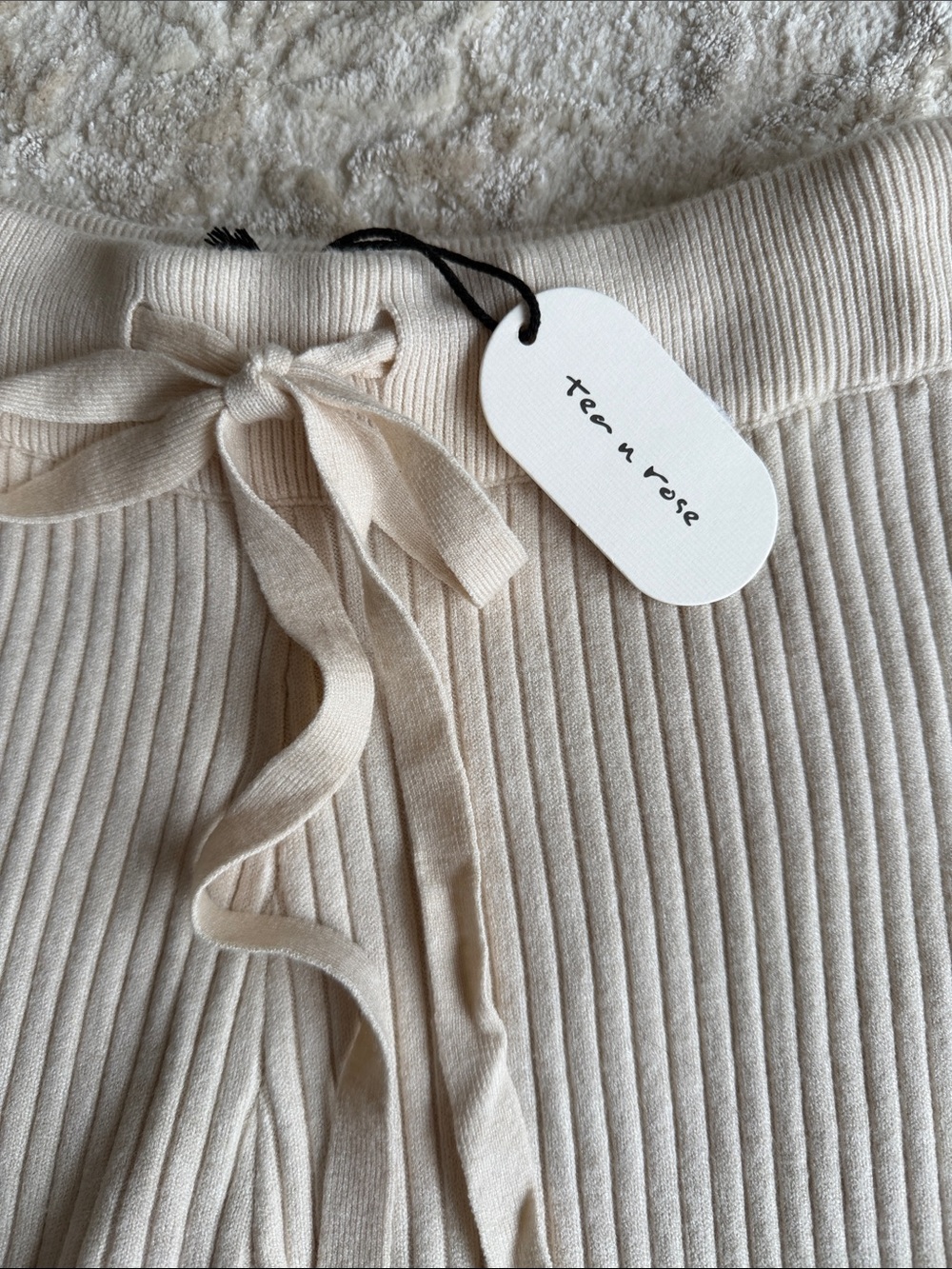 tea n rose Ribbed Drawstring Pants - Ivory - Picture 2 of 7
